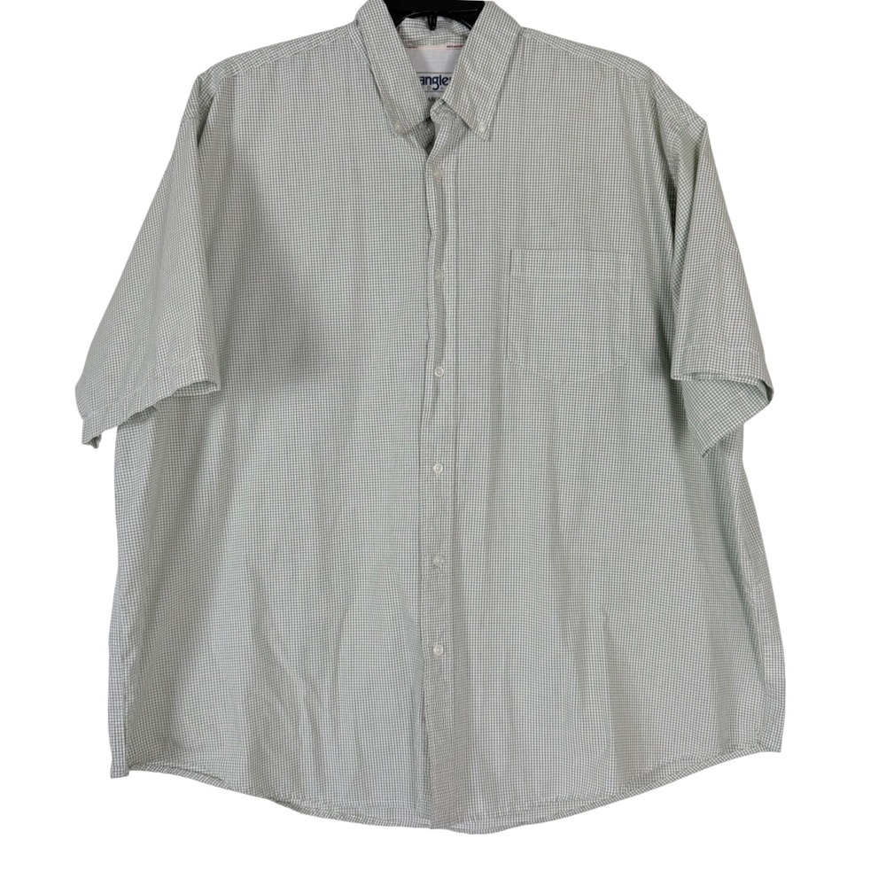 Wrangler Mens Short Sleeve Button Up Shirt Plaid Gingham XXXL Outdoor Western